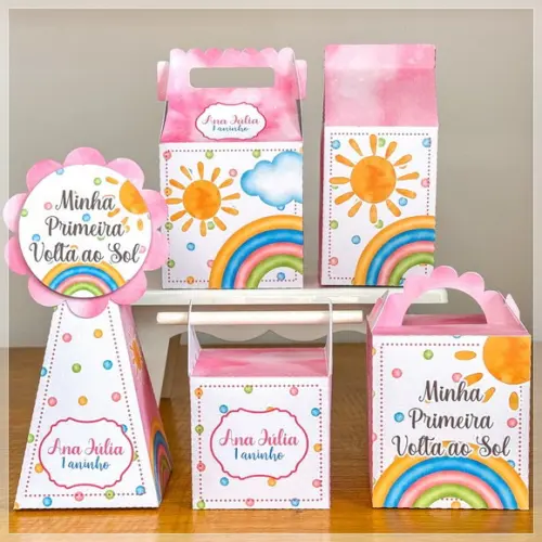 40 Itens Caixinha p/ Festas Primeira Volta ao Sol Menina