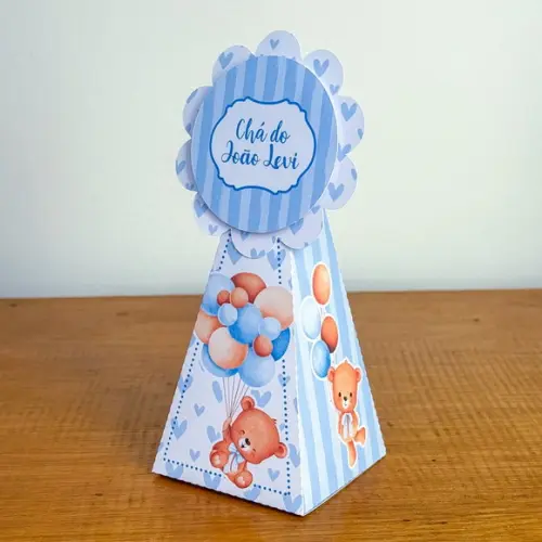 40 Itens Personalizados Caixinhas Festas Ursinho Azul 2