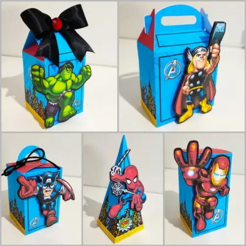 50 Itens Kit Festa Lembrancinhas Caixinhas Heroes Cut 2