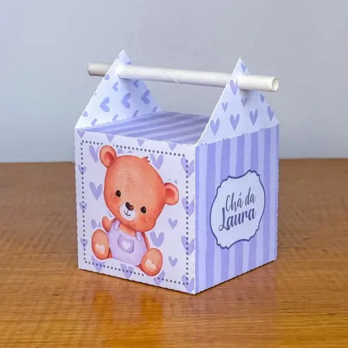 50 Itens Personalizados Caixinhas Festas Ursinha Lilás