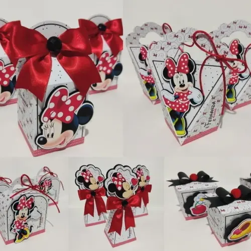 Kit 20 Peças Lembrancinhas Caixinha Personalizado Minnie 3d