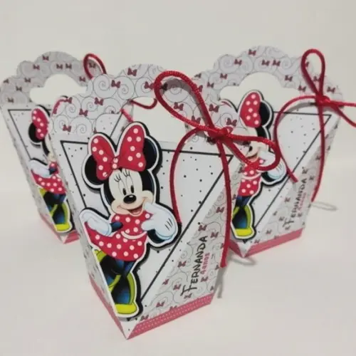 Kit 20 Peças Lembrancinhas Caixinha Personalizado Minnie 3d