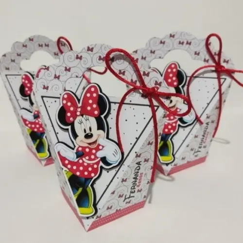 Kit 30 Peças Lembrancinhas Caixinha Personalizado Minnie 3d