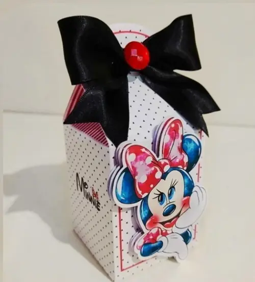 Kit 50 Peças Caixinhas Personalizados Minnie Aquarela