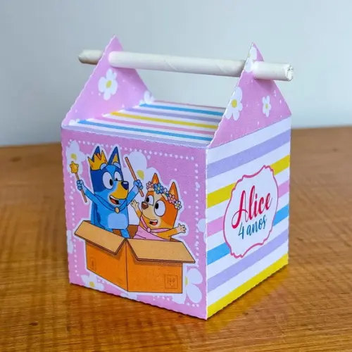 Kit Pegue e Monte 50 Itens Caixinhas Festas Bluey Menina
