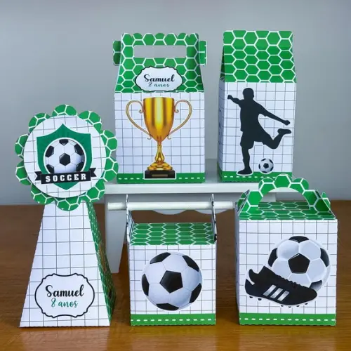 Kit Pegue e Monte, 30 Itens Caixinhas para Festas Futebol