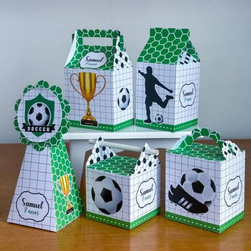 Kit Pegue e Monte, 40 Itens Caixinhas para Festas Futebol