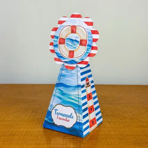 Kit Pegue Monte 30 Caixinhas para Festas Ursinho Marinheiro