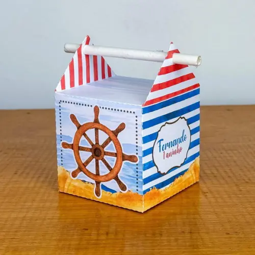 Kit Pegue Monte 50 Caixinhas para Festas Ursinho Marinheiro