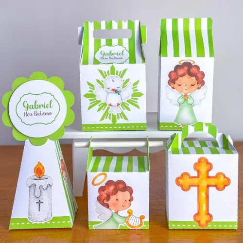 Kit Pegue Monte 50 Itens Caixinhas p/ Festas Batizado Verde