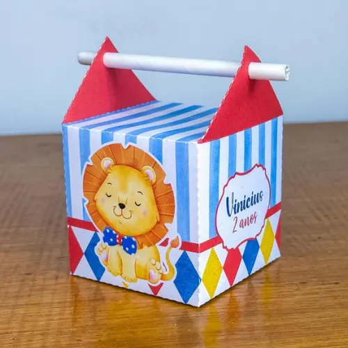 Kit Pegue Monte, 20 Itens Caixinhas para Festas Circo Menino