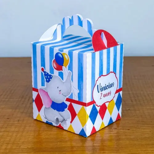 Kit Pegue Monte, 20 Itens Caixinhas para Festas Circo Menino