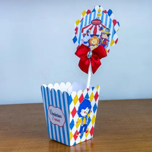 Kit Pegue Monte, 40 Itens Caixinhas para Festas Circo Menino
