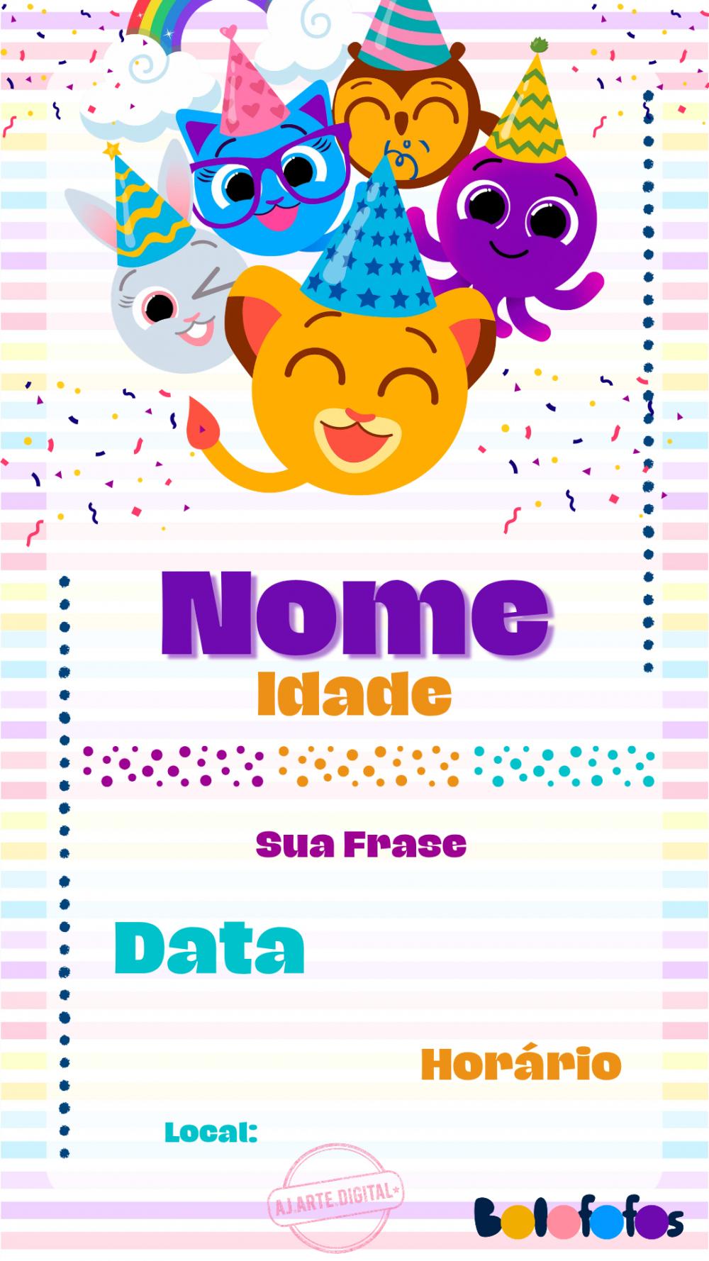 Convite Digital Bolofofos Personalizado Infantil