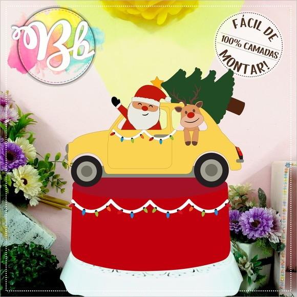 Arquivo Corte Topo de Bolo Feliz Natal Papai Noel
