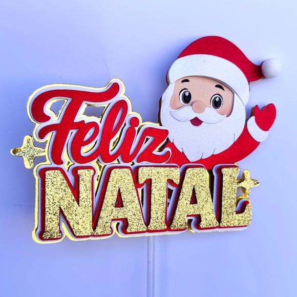 Arquivo Corte Topo de Bolo Feliz Natal Papai Noel