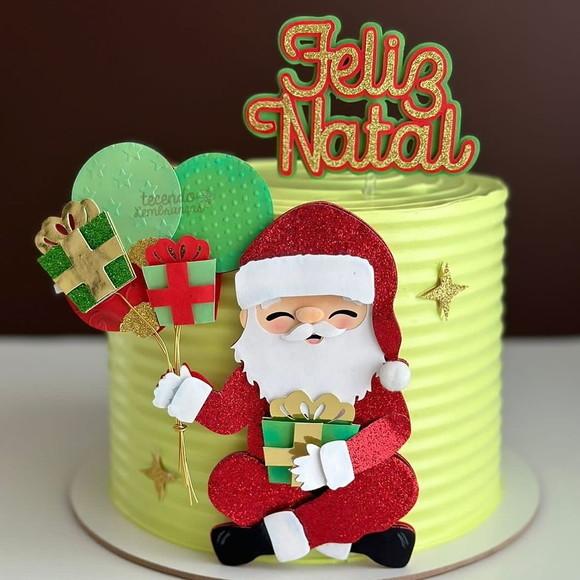 Arquivo Corte Topo de Bolo Feliz Natal Papai Noel