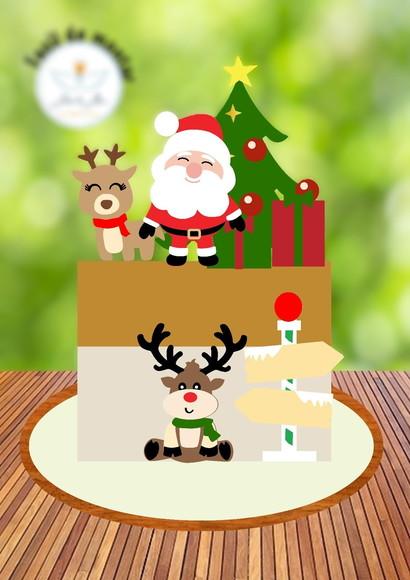 Arquivo Corte Topo de Bolo Feliz Natal Papai Noel