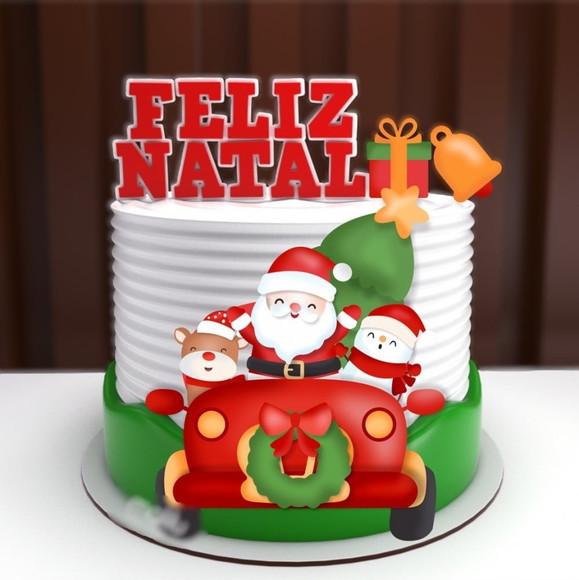 Arquivo Corte Topo de Bolo Feliz Natal Papai Noel