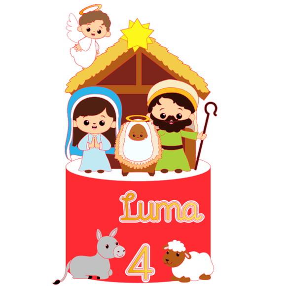 Arquivo Corte Topo de Bolo Feliz Natal Presépio Cute 104