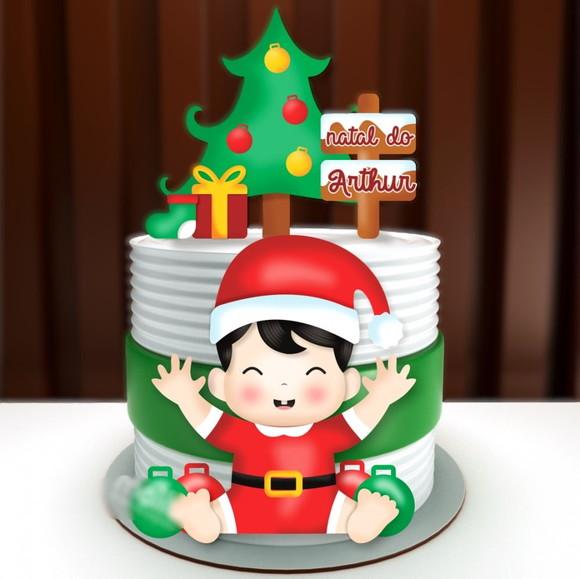 Arquivo Corte Topo de Bolo Natal Menino