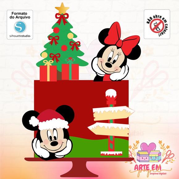 Arquivo Corte Topo de Bolo Natal Mickey e Minnie