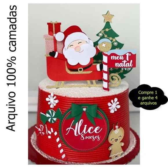 Arquivo Corte Topo de Bolo Papai Noel Camadas