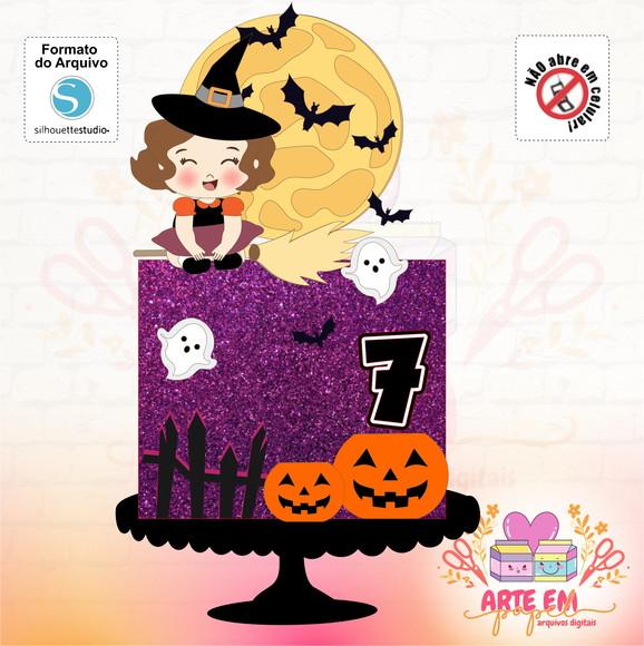 Arquivo Corte: Topo de Bolo Bruxinha Halloween 04