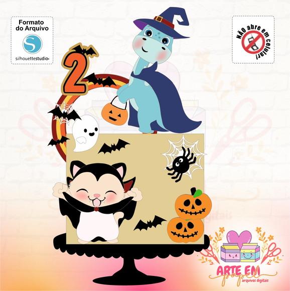 Arquivo Corte: Topo de Bolo Dino Halloween
