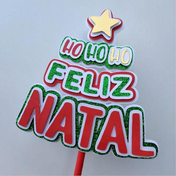 Arquivo Corte: Topo de Bolo Feliz Natal Hohoho Árvore 052