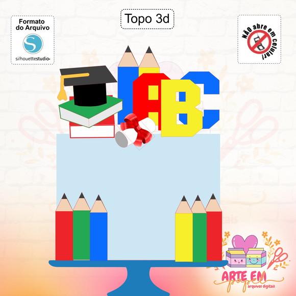 Arquivo Corte: Topo de Bolo Formatura Abc 3d