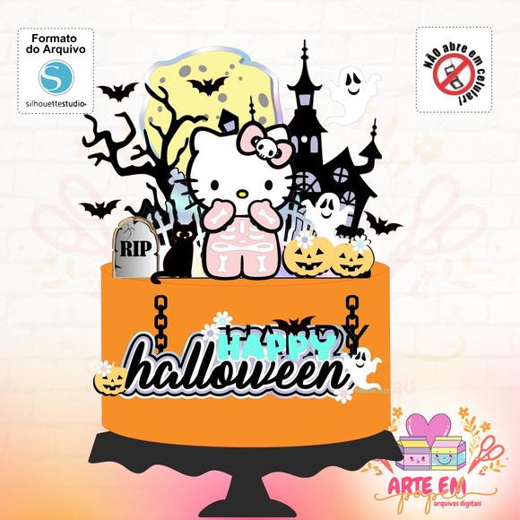 Arquivo Corte: Topo de Bolo Hello Kit Halloween