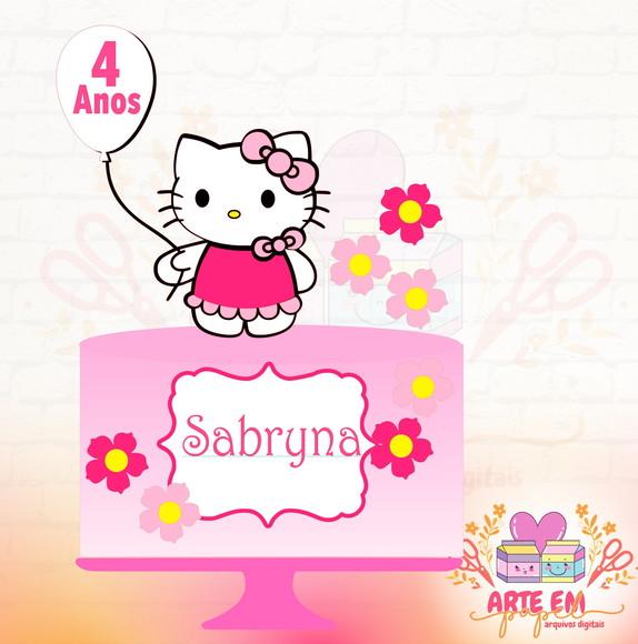 Arquivo Corte: Topo de Bolo Hello Kitty Balão