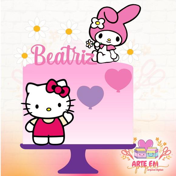 Arquivo Corte: Topo de Bolo Hello Kitty Camadas