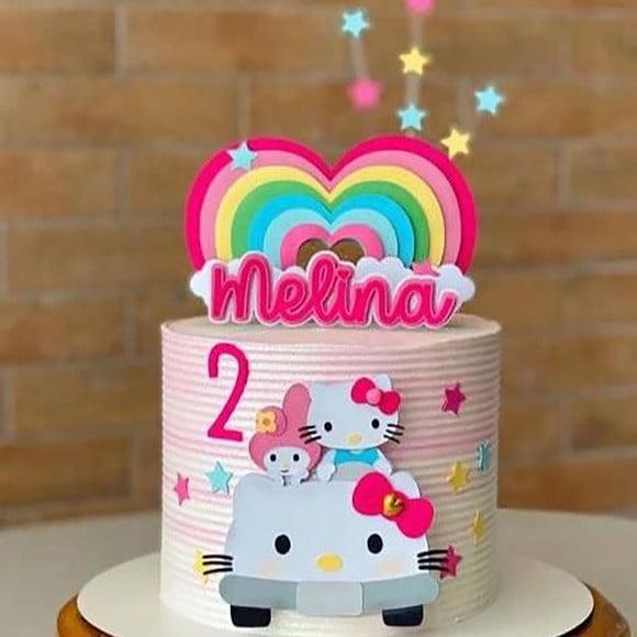 Arquivo Corte: Topo de Bolo Hello Kitty no Carro Camadas