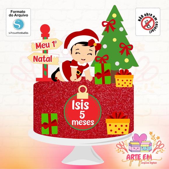 Arquivo Corte: Topo de Bolo Meu 1° Natal Menina Baby 01
