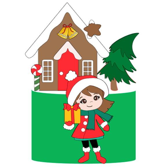 Arquivo Corte: Topo de Bolo Natal Menina com Presentes 107