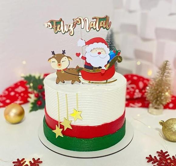 Arquivo Corte: Topo de Bolo Natal Papai Noel e Rena 108