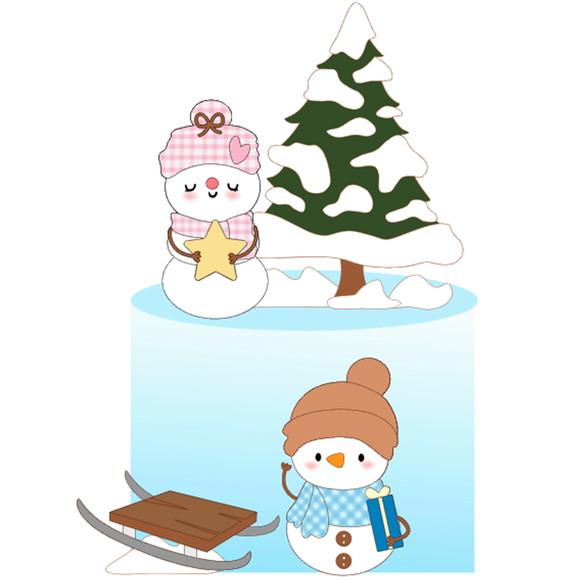 Arquivo Corte: Topo de Bolo Natal Pinguins na Neve 093
