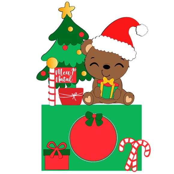 Arquivo Corte: Topo de Bolo Natal Ursinho com Presentes 105