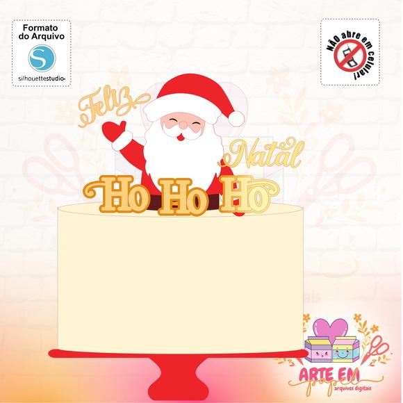 Arquivo Corte: Topo de Bolo Papai Noel e Feliz Natal 011