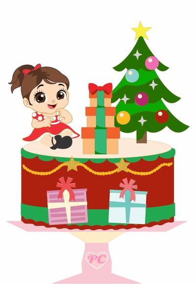 Arquivo Corte: Topo de Bolo Natal Menina 014