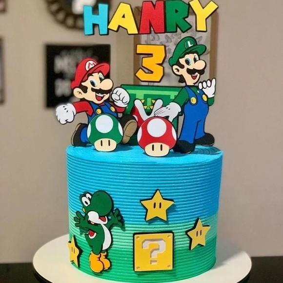 Arquivo Corte: Topo de Bolo Super Mário e Luigi