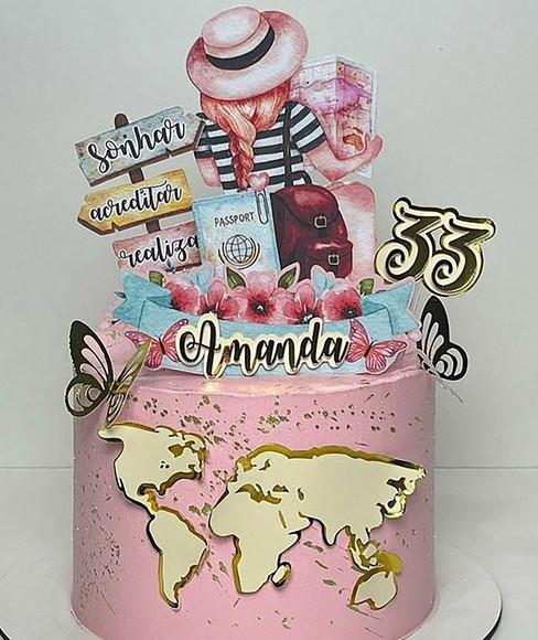 Arquivo Corte: Topo de Bolo Viagem Menina