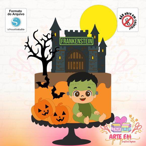 Arquivo Corte: Topo Halloween Frankenstein Baby 03