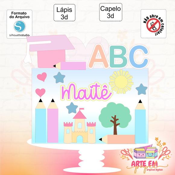 Arquivo Corte:topo de Bolo Formatura Menina Abc