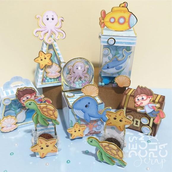 Arquivo de Corte: Kit Caixinhas Fundo do Mar 001