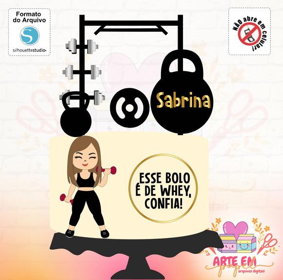 Arquivo de Corte: Topo de Bolo Academia Mulher Fitness