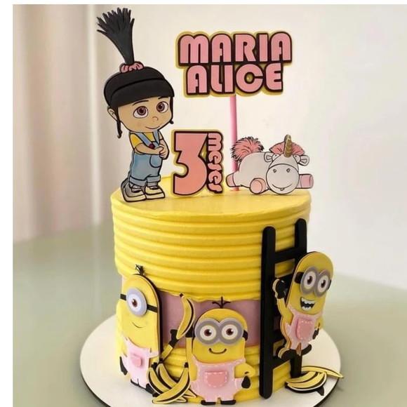 Arquivo de Corte: Topo de Bolo Agnes e Minions Rosa