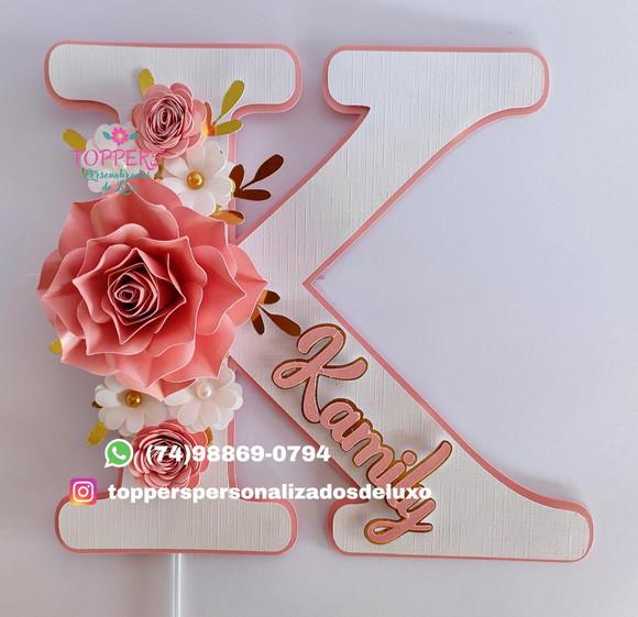 Arquivo de Corte: Topo de Bolo Alfabeto Floral 002